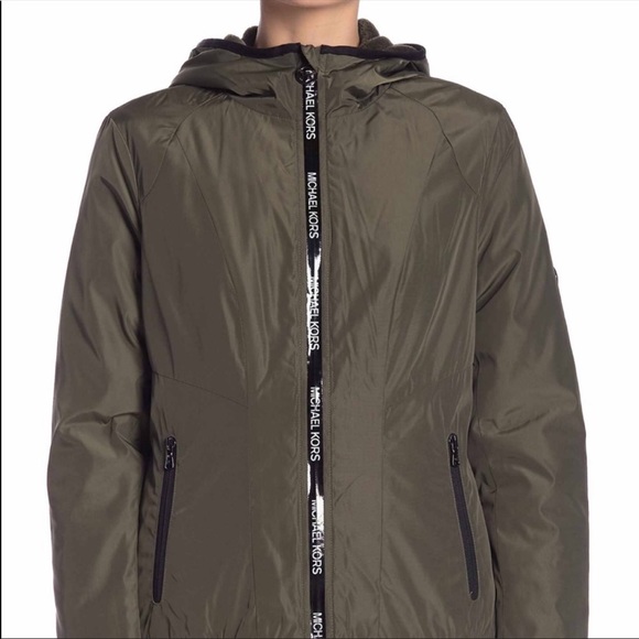 Michael Kors plush windbreaker olive color NEW - Picture 3 of 8